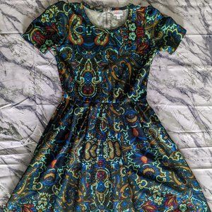 LuLaRoe Amelia Fit and Flare dress with zipper and pockets! (small)